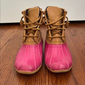 Sperry Pink and Tan Rain & Snow Boots Waterproof Design